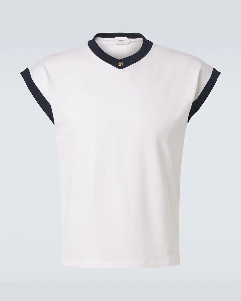 Versace T-shirt Medusa in jersey di misto cotone Bianco