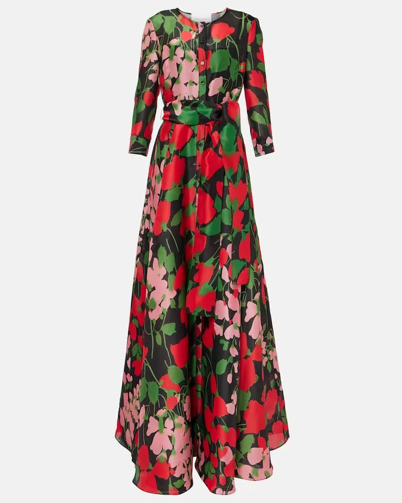 Carolina Herrera New York Abito lungo in gazar di seta con stampa Multicolore