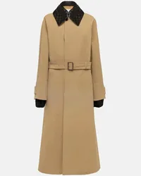 Bottega Veneta Trench in misto cotone con pelle Beige