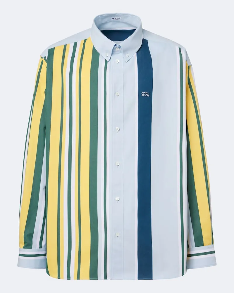 Loewe Camicia Double L in twill di cotone a righe Multicolore