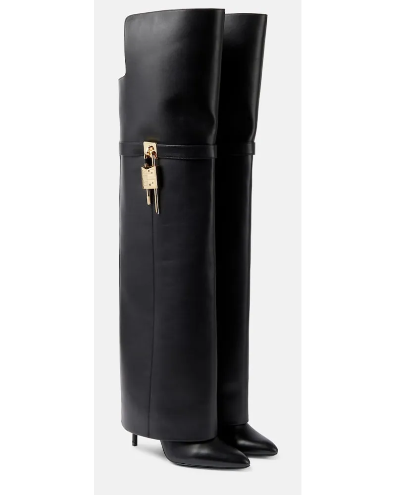 Givenchy Stivali cuissardes Shark Lock in pelle Nero