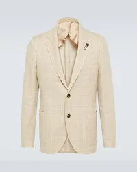 LARDINI Blazer monopetto in lana a quadri Beige