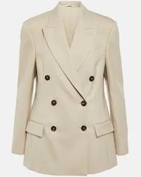 Brunello Cucinelli Blazer doppiopetto in lana Beige