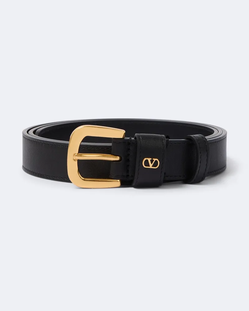 Valentino Garavani Cintura VLogo in pelle Nero