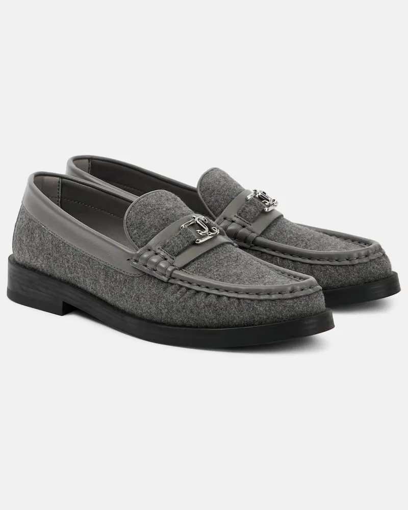 Jimmy Choo Mocassini Addie in feltro con pelle Grigio