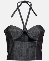 THE MANNEI Bustier Aspos in denim con cut-out Blu