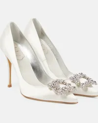 Roger Vivier Pumps Flower Strass 100 in raso Bianco