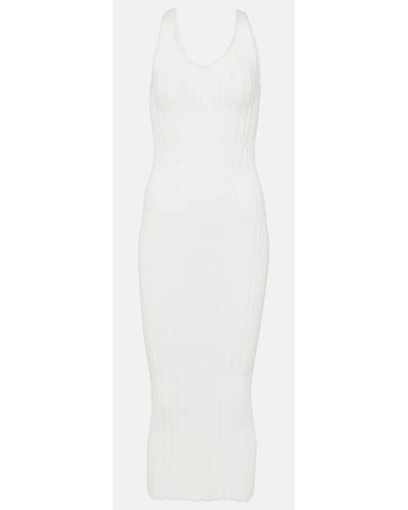 KHAITE Abito midi Ottilie in misto cotone Bianco