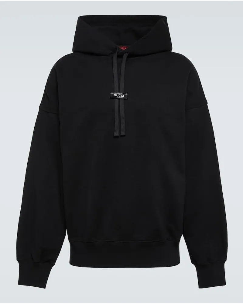 Gucci Felpa in jersey di cotone con cappuccio Nero