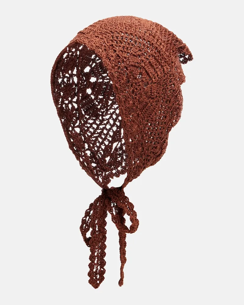 Anna Kosturova Foulard in crochet di cotone Marrone