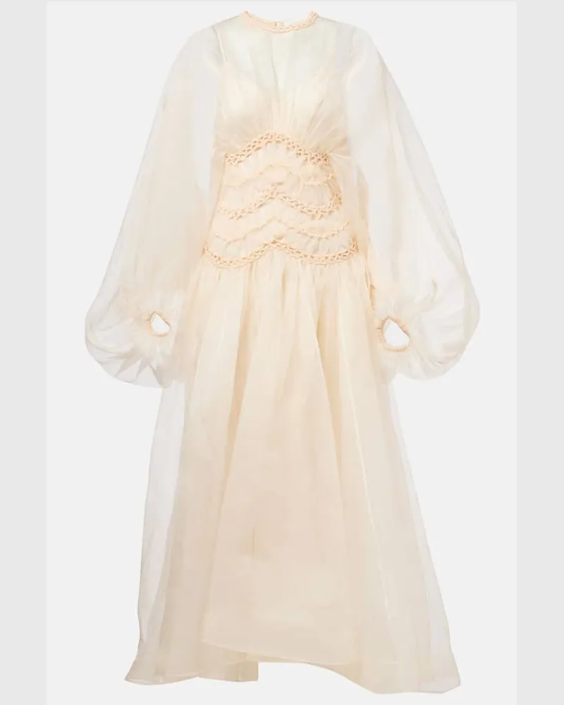 Zimmermann Abito lungo Illuminate in organza di seta Bianco