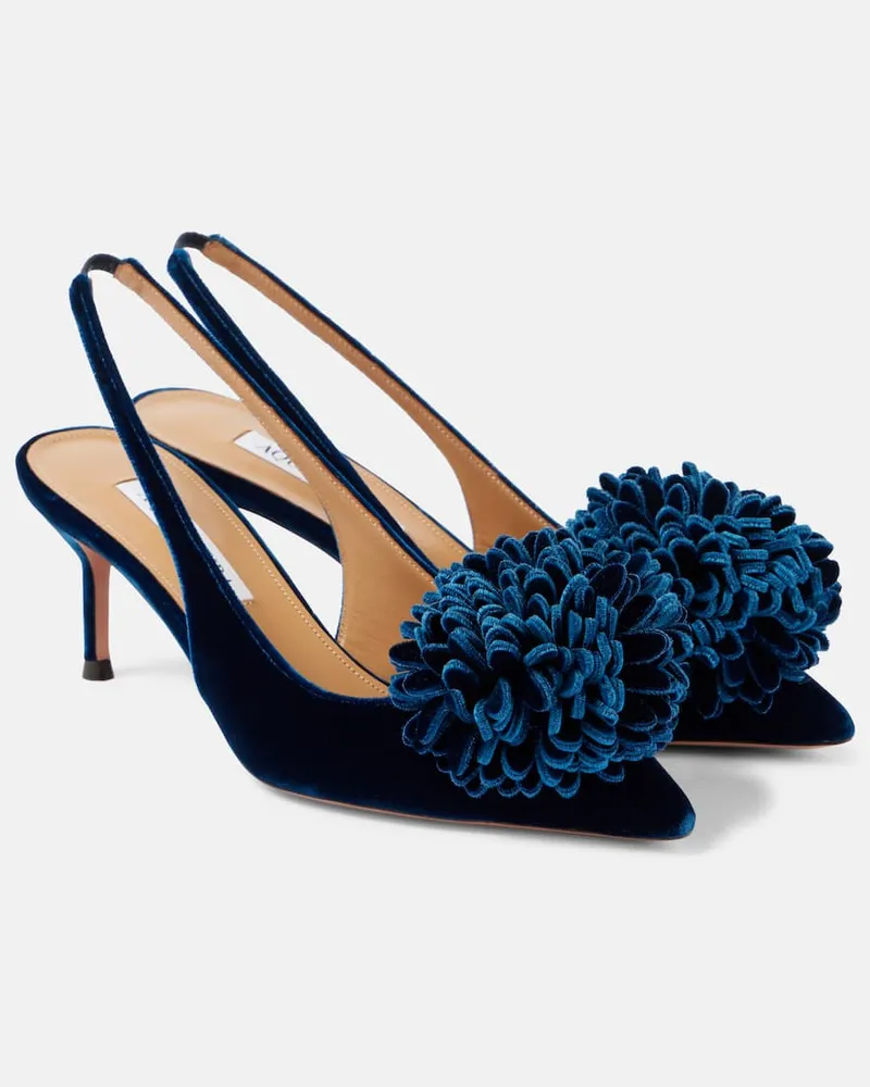 Aquazzura Pumps slingback Couturier 65 in velluto Blu