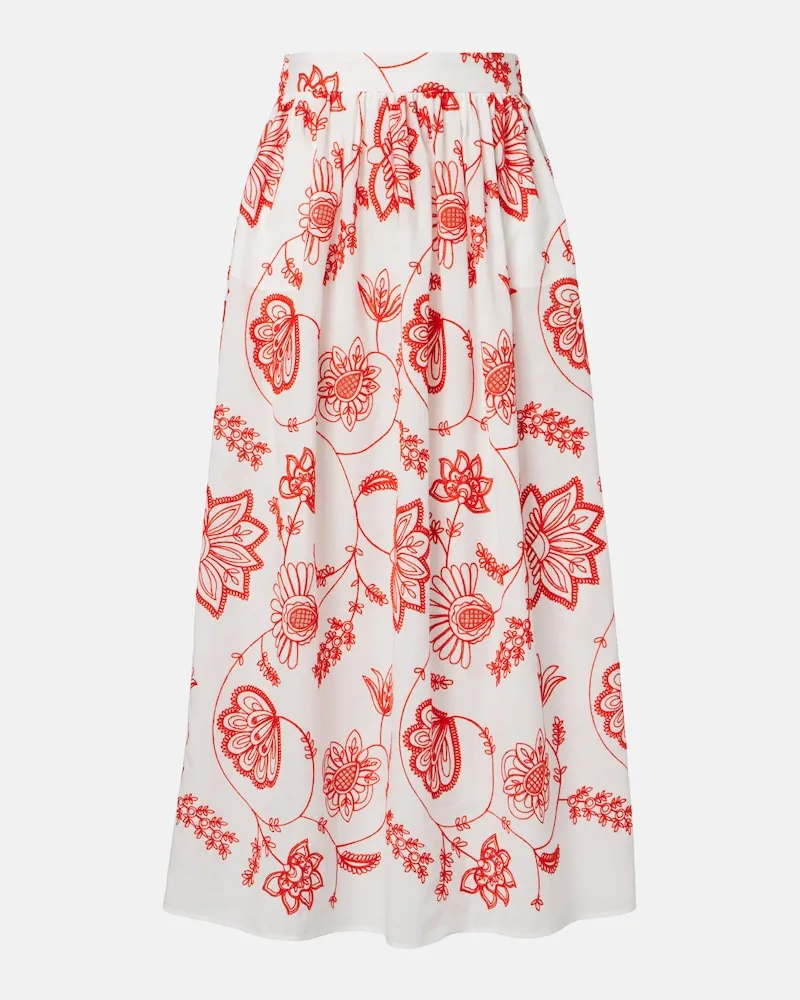 Eres Gonna midi Calie in misto cotone con ricamo Rosso
