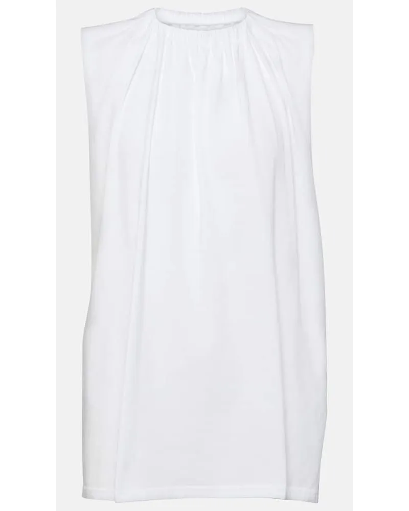 Maison Margiela Top in jersey di cotone con volant Bianco