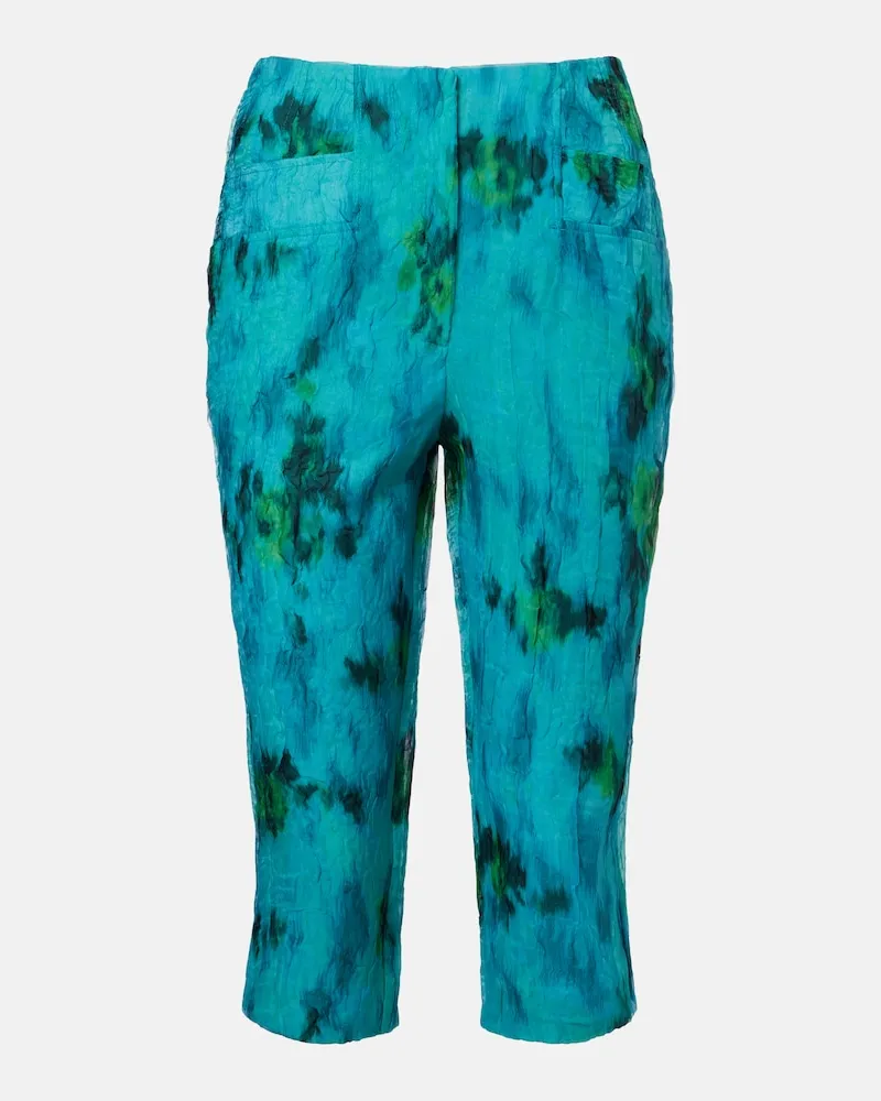 Ganni Pantaloni capri con stampa Blu