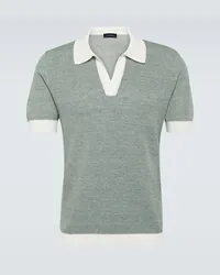 Thom Sweeney Polo in cotone e lino Verde