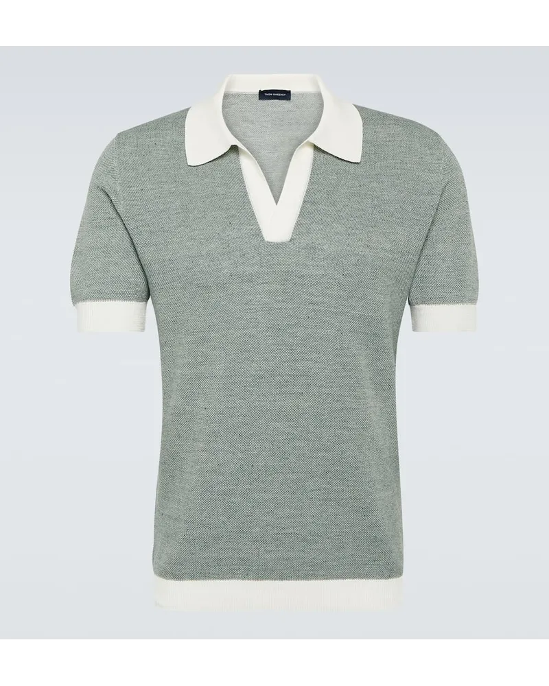 Thom Sweeney Polo in cotone e lino Verde