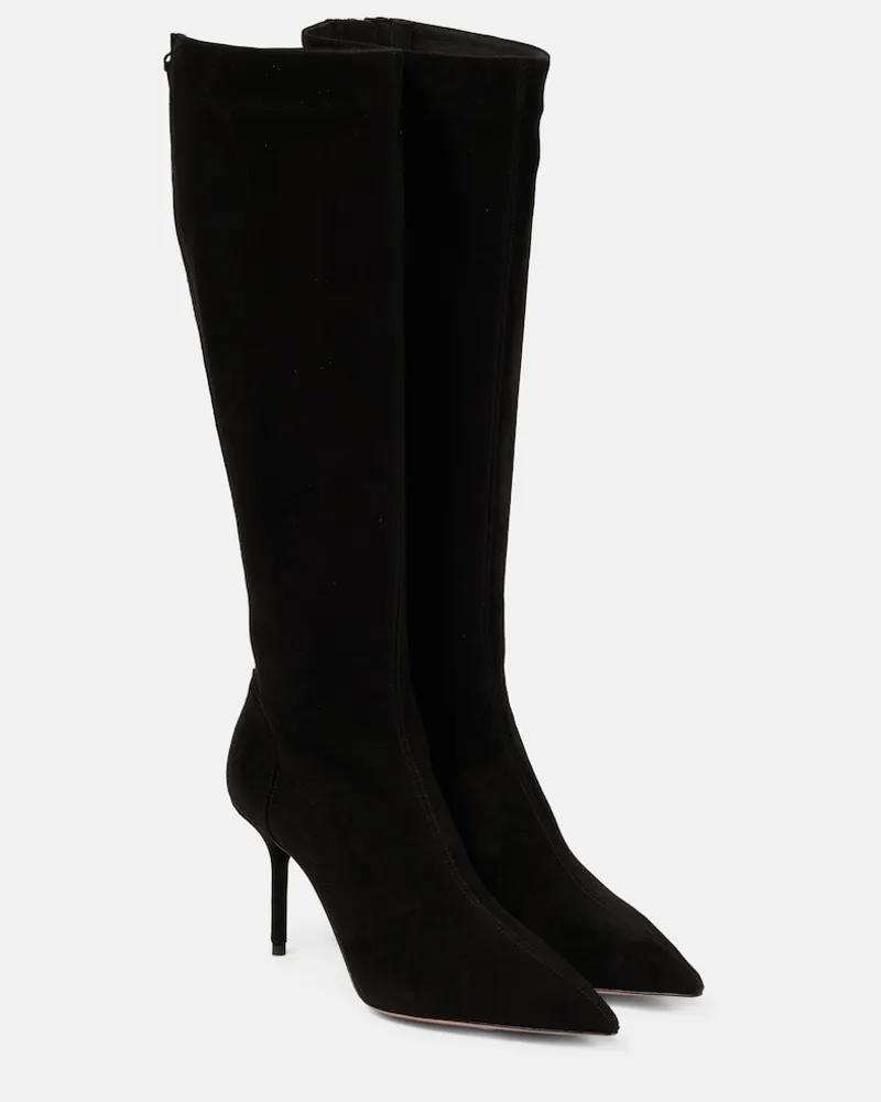 Aquazzura Stivali Saint Honore 85 in suede Nero
