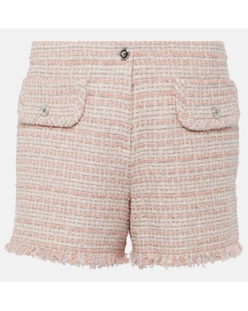 Versace Shorts in tweed con frange Rosa