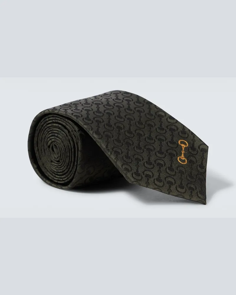 Gucci Cravatta Horsebit in jacquard di seta con ricamo Multicolore
