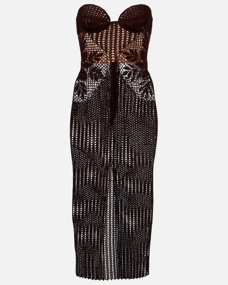 Magda Butrym Abito bustier in crochet di cotone Marrone