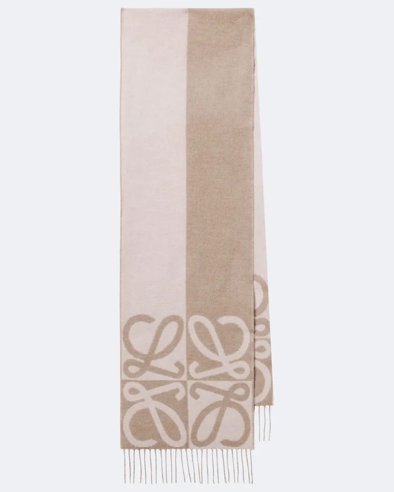 Loewe Sciarpa Anagram in lana e cashmere Beige