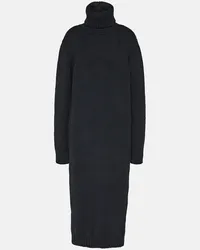 Saint Laurent Abito midi in maglia di lana Nero