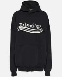 Balenciaga Felpa in jersey di cotone con cappuccio Nero