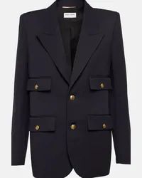 Saint Laurent Blazer monopetto in grain de poudre Blu