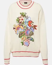 Etro Pullover in cashmere e cotone con ricamo Bianco