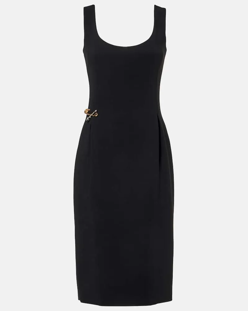 Versace Abito midi Safety Pin in cady Nero