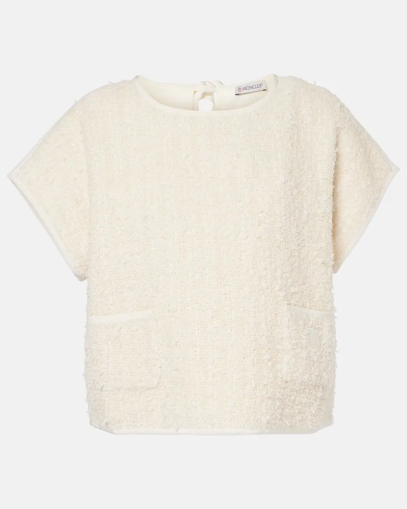 Moncler Top in tweed di cotone e seta Bianco
