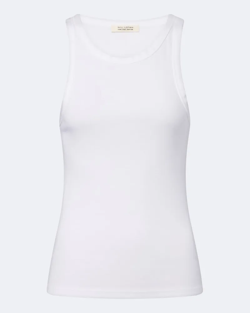 Nili Lotan Top Jennifer in cotone a coste Bianco