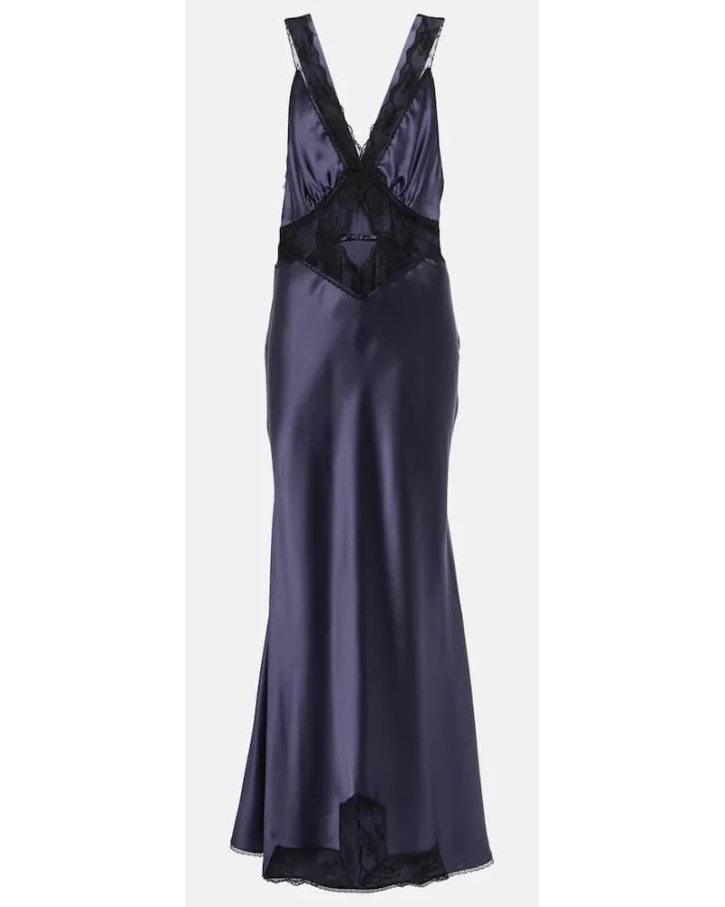 SIR Abito lungo Aries in seta con pizzo Blu