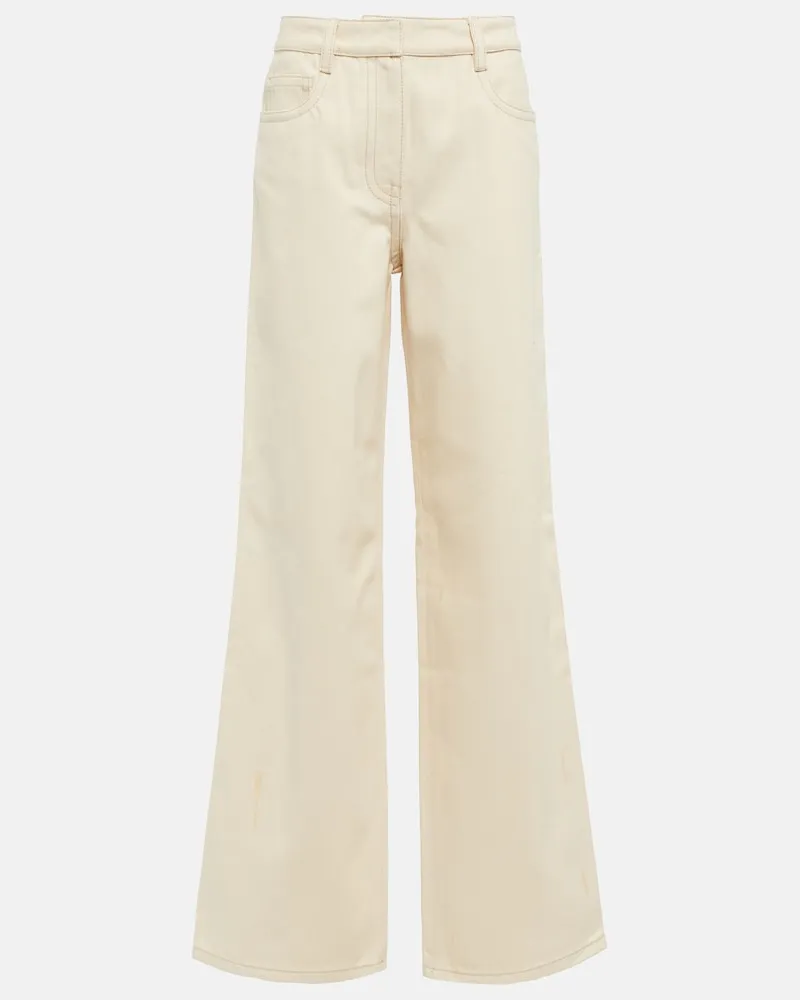 Prada Jeans a gamba larga e vita alta Beige