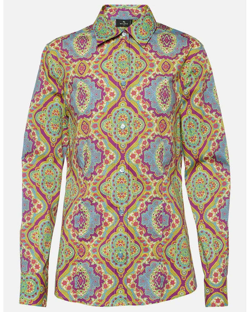Etro Camicia in misto cotone con stampa Multicolore