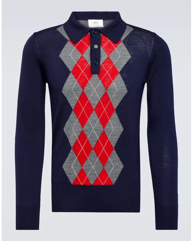 AMI Paris Pullover in lana a rombi Blu