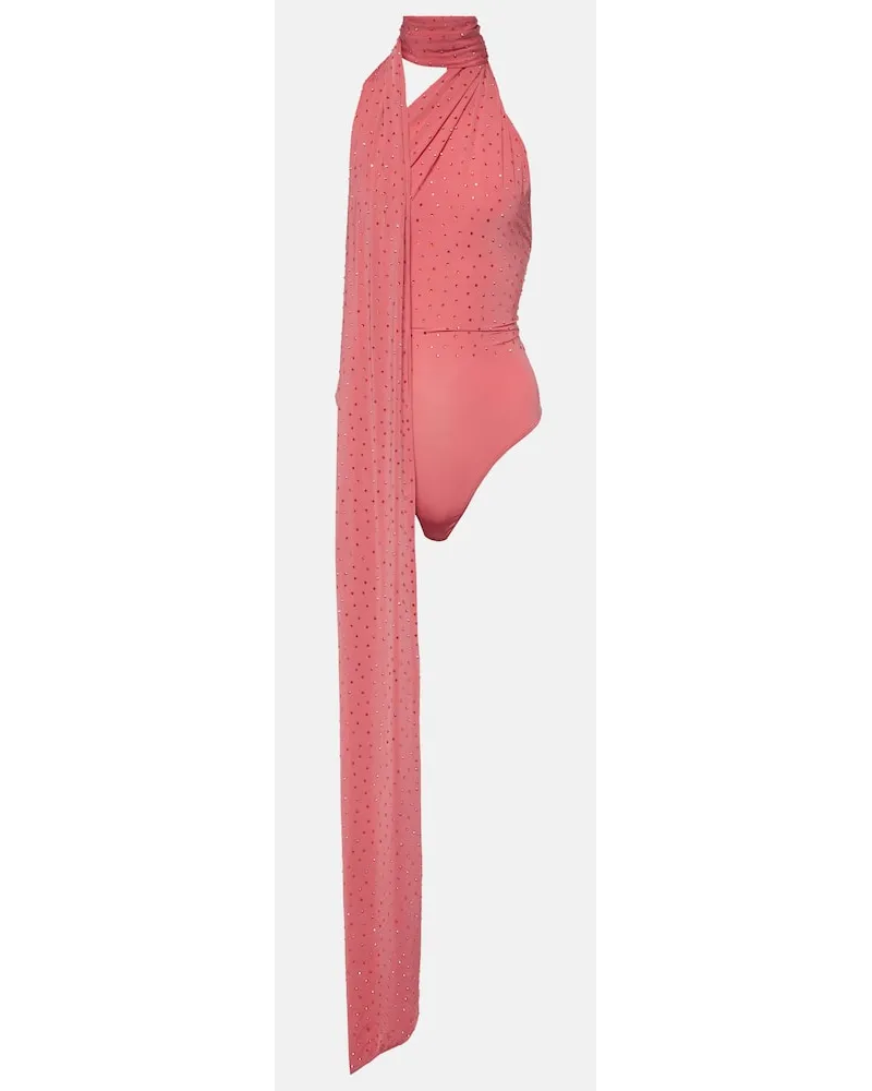 Alex Perry Body in jersey con cristalli Verde