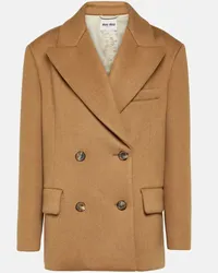 Miu Miu Blazer doppiopetto in cammello Beige