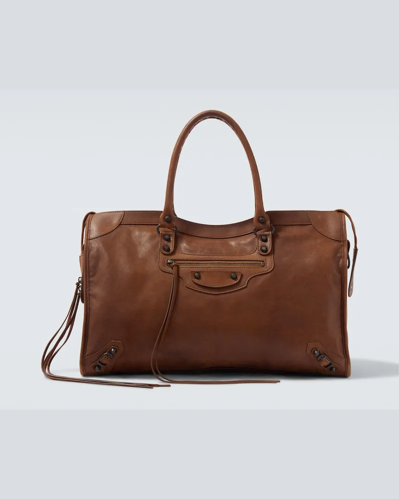 Balenciaga Borsa a mano Le City Large in suede Marrone