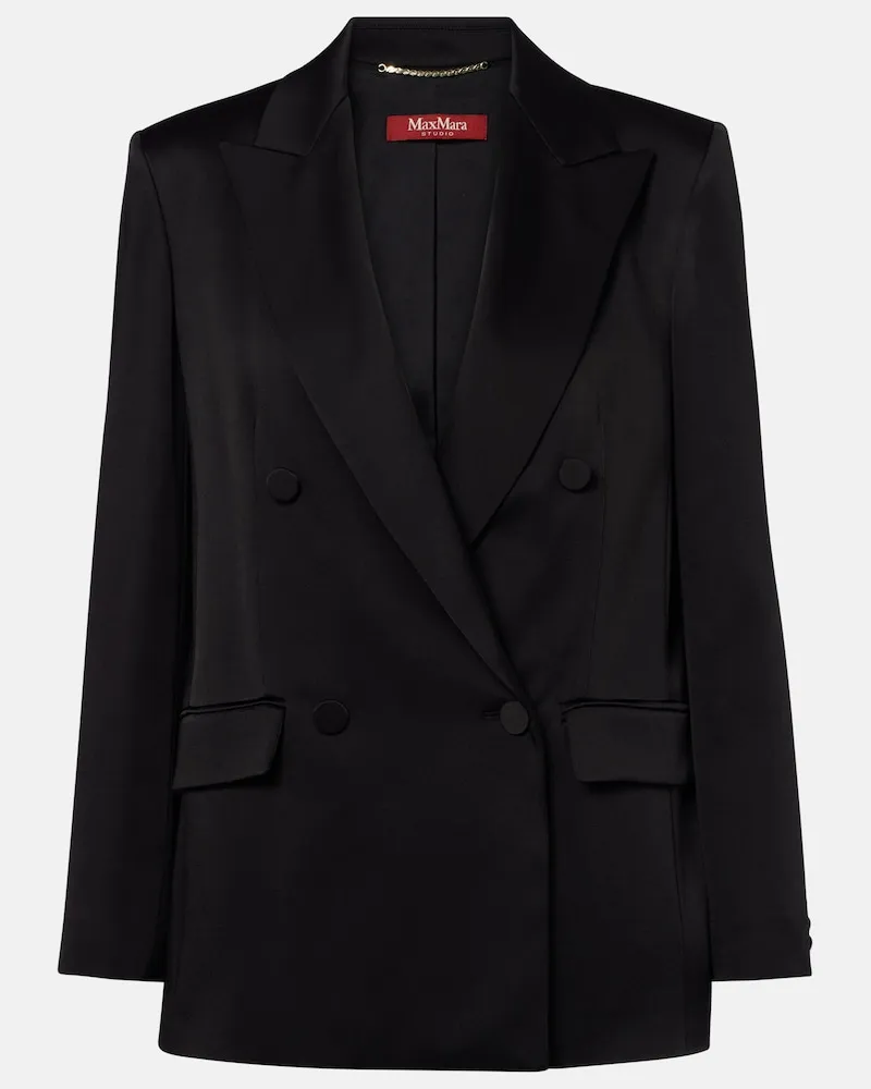 Max Mara Blazer Arca in satin doppiopetto Nero