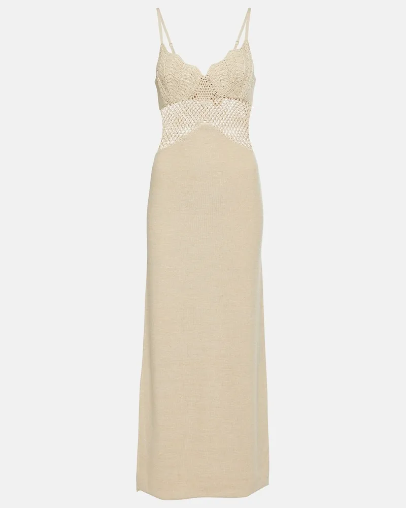 STAUD Abito lungo in maglia di misto cotone Beige