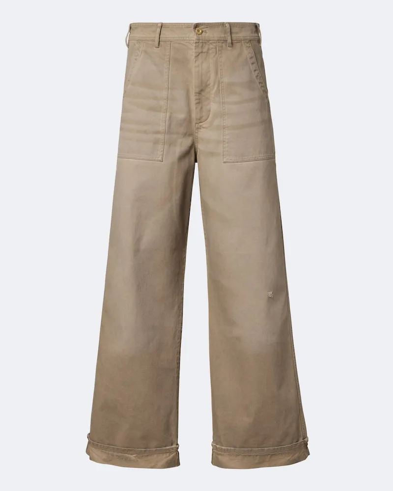 Acne Studios Pantaloni a gamba larga in twill di cotone Beige