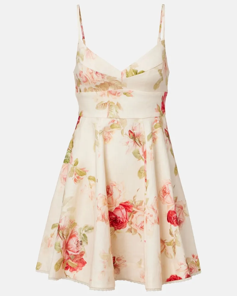 Zimmermann Abito corto Lucky Picnic in lino Bianco