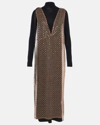 Dorothee Schumacher Abito midi Pure Glam in lana con paillettes Marrone