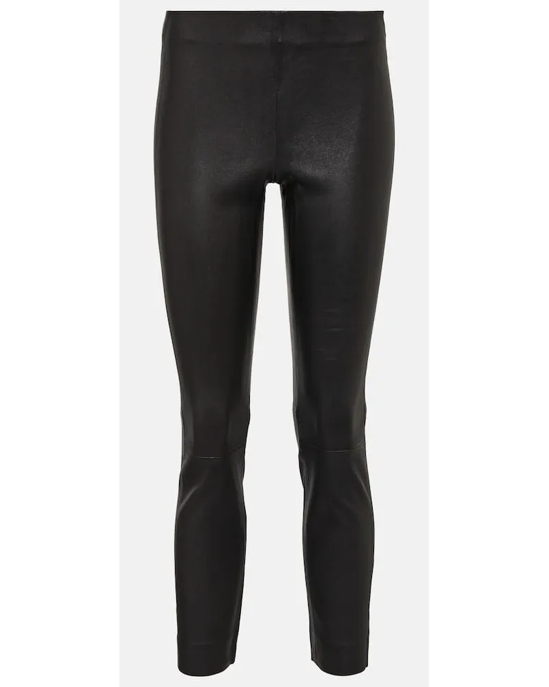 Vince Pantaloni slim cropped in pelle Nero