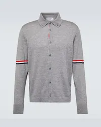 Thom Browne Cardigan in lana vergine con intarsio RWB Grigio