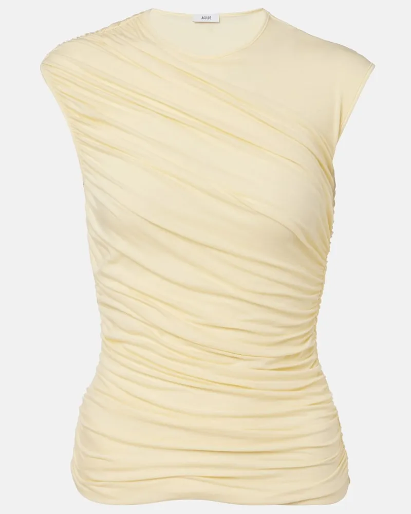 AGOLDE Top Ester con ruches Giallo