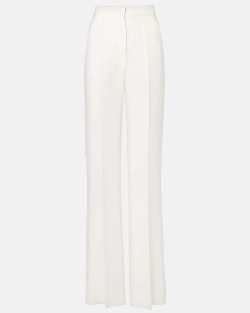 Max Mara Pantaloni a gamba larga Aversa in lino a vita alta Bianco