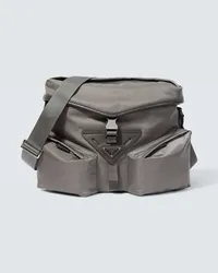 Prada Borsa a tracolla in Re-Nylon con pelle Grigio